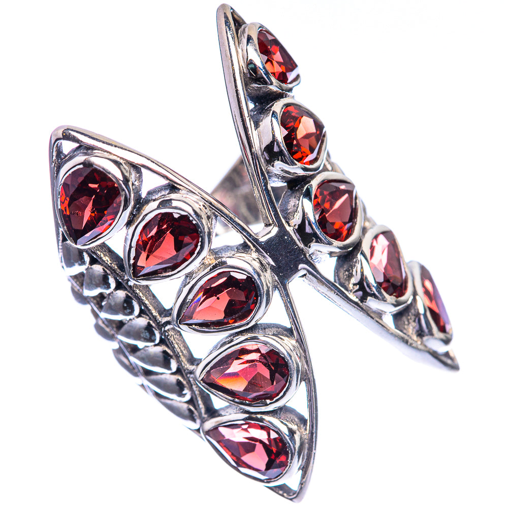 Large Garnet 925 Sterling Silver Ring Size 6.25