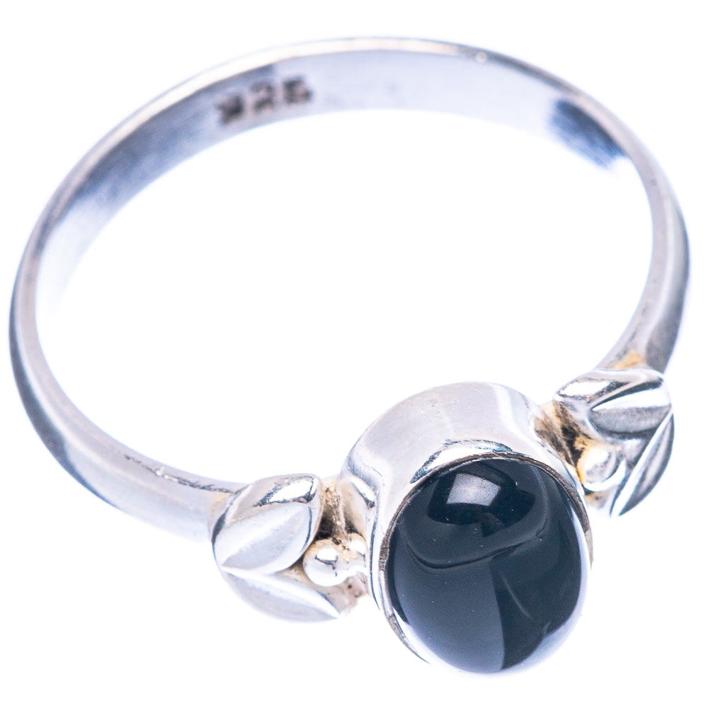 Black Onyx Ring Size 7.25 (925 Sterling Silver) R5578