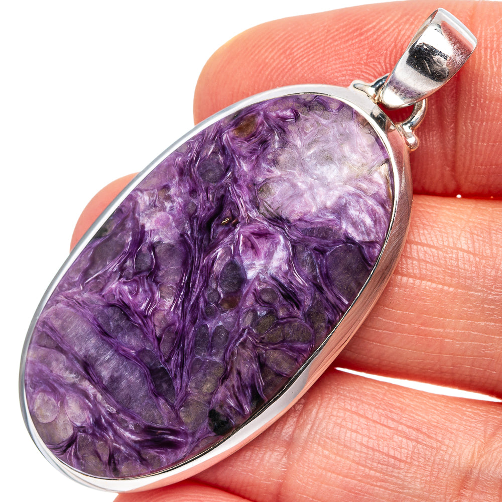 Charoite Pendant 2" (.925 Sterling Silver)