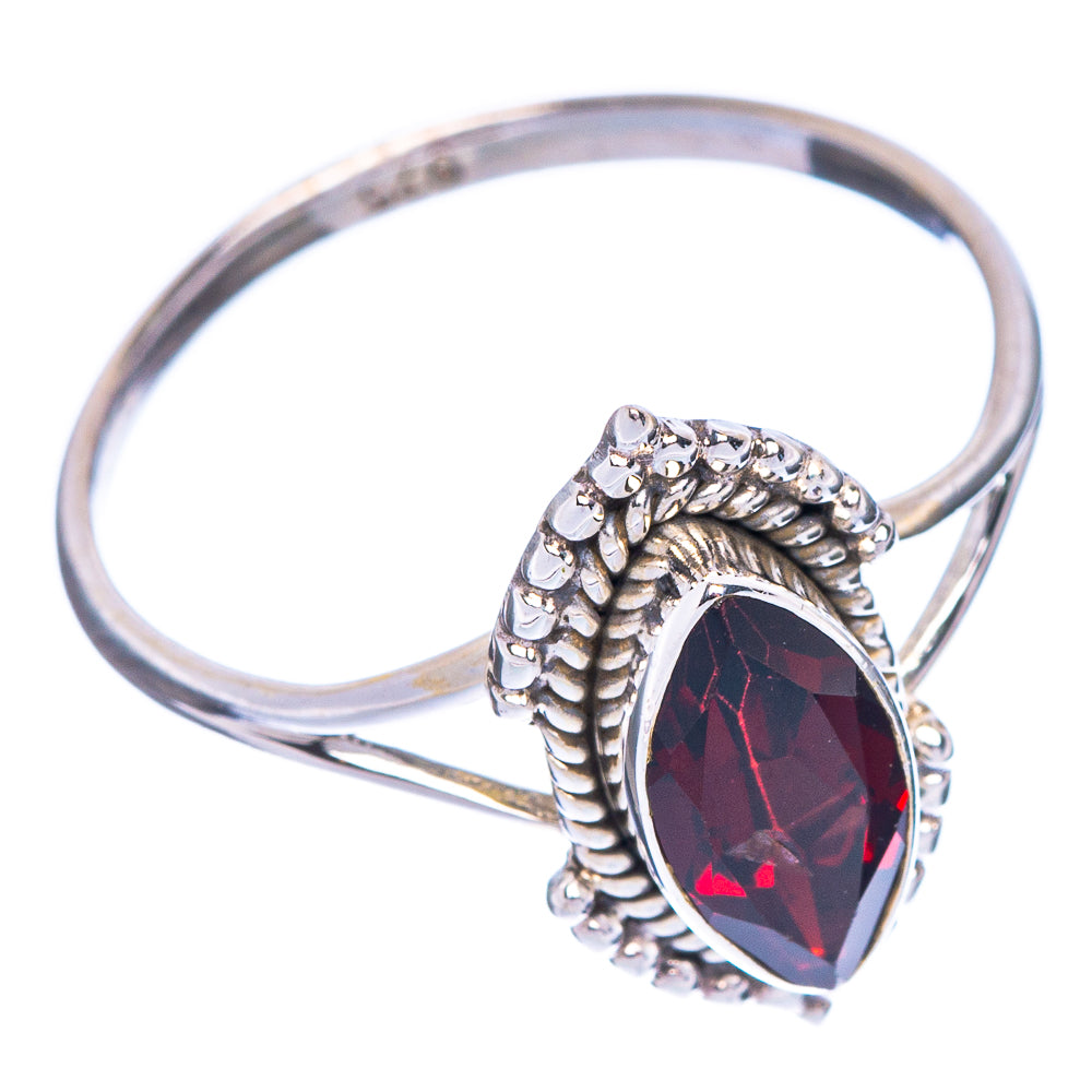 Garnet Dainty Ring Size 8 (925 Sterling Silver) R1166