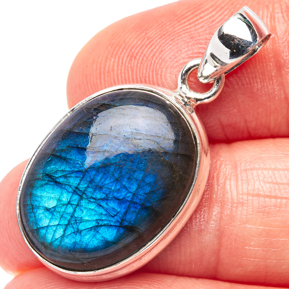 Labradorite Pendant 1 1/4" (.925 Sterling Silver)