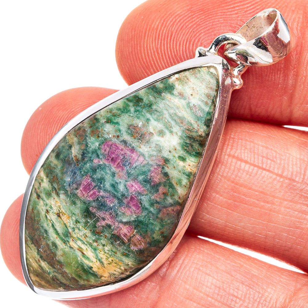 Ruby Fuchsite Pendant 1 7/8" (.925 Sterling Silver)