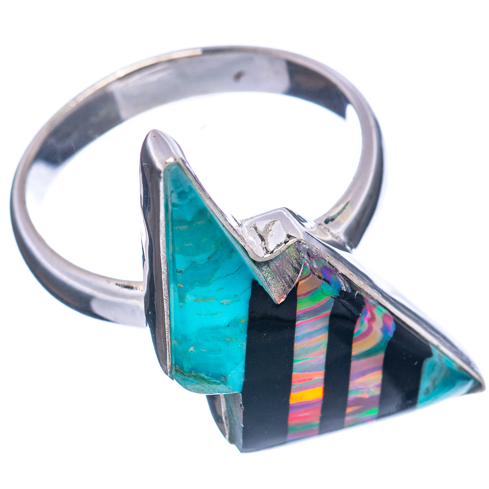 Premium Aura Opal Bolt Ring Size 8.75 (.925 Sterling Silver)