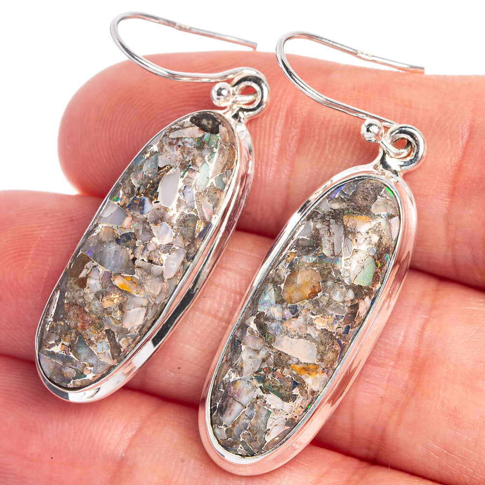 Brecciated Ethiopian Opal Earrings 1 3/4" (925 Sterling Silver) E433013