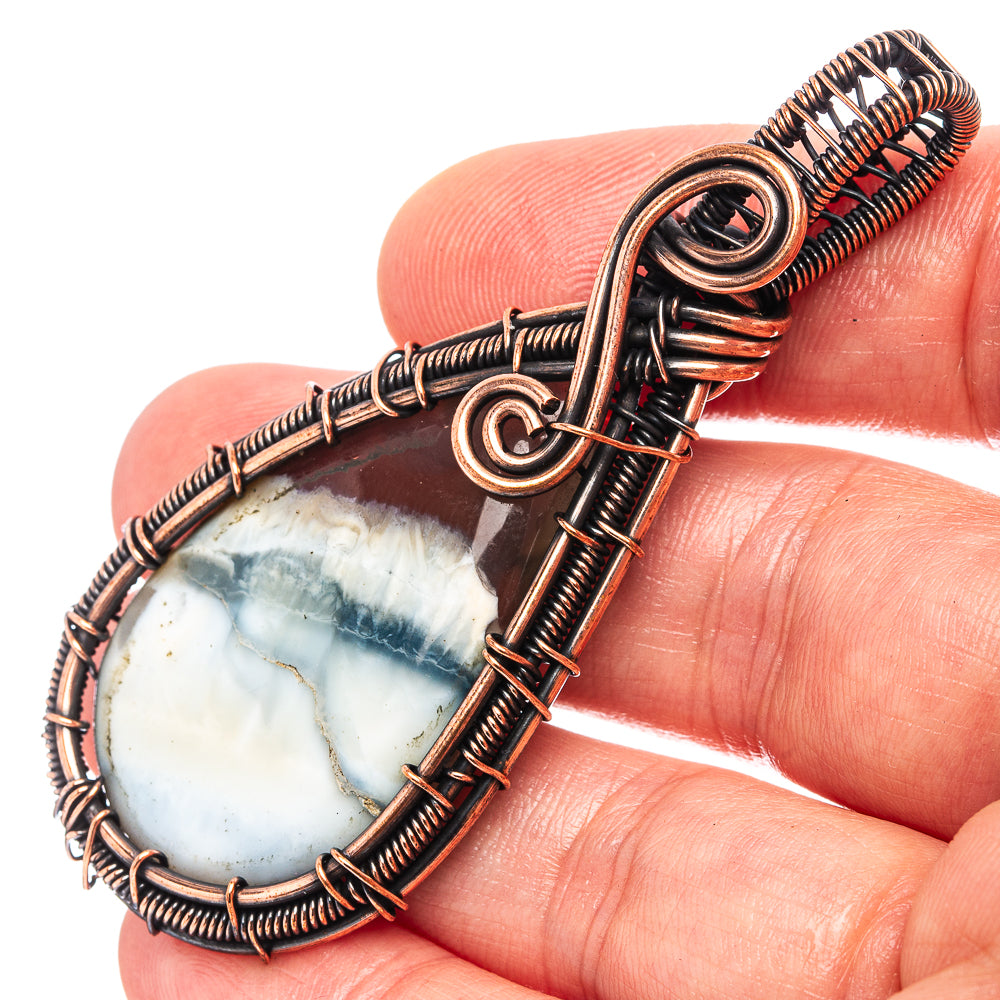 Owyhee Opal Wire Wrap Pendant 2 5/8" (Oxidized Copper)