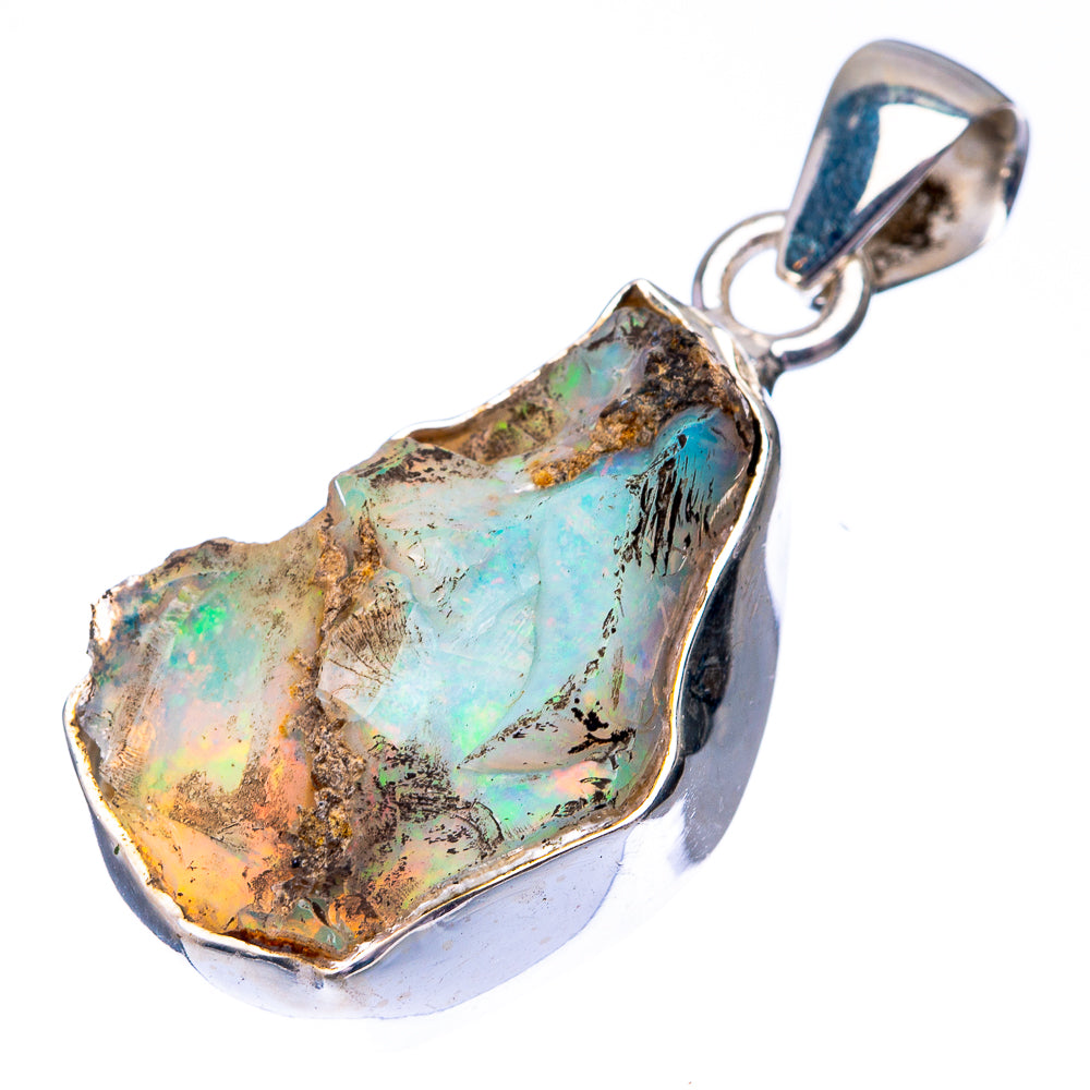 Raw Ethiopian Opal 925 Sterling Silver Pendant 1 3/8" (925 Sterling Silver) PD38609