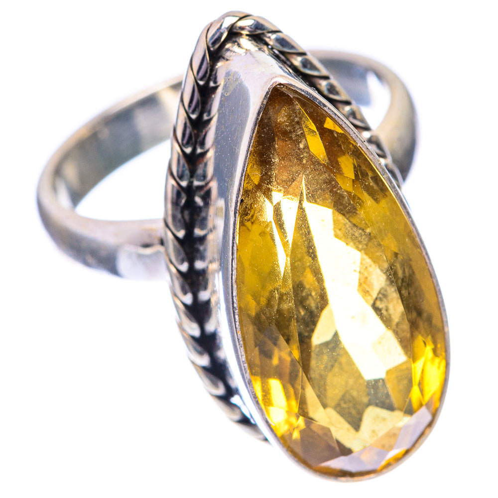 Large Faceted Citrine Ring Size 7.75 (925 Sterling Silver) RING143348