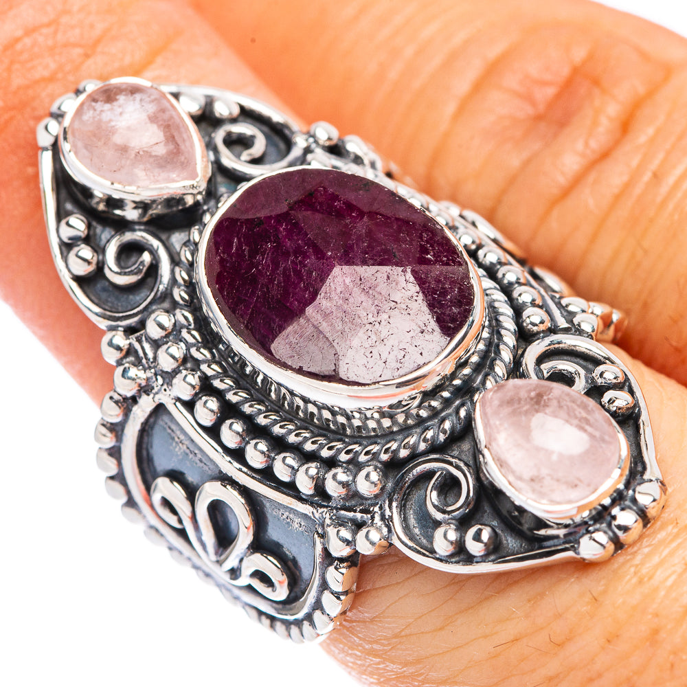 Signature Ruby, Morganite Ring Size 7 (925 Sterling Silver) R1774