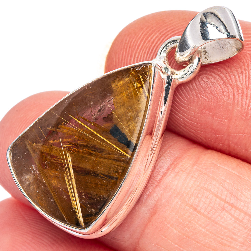 Rare Full Star Rutilated Quartz Pendant 1 1/4" (925 Sterling Silver) P39983