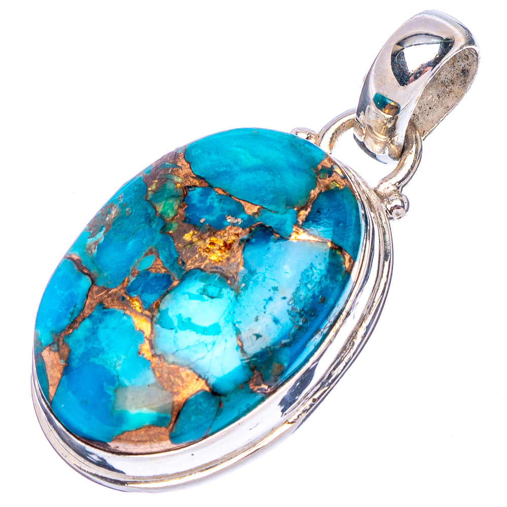 Ice Blue Dahlia Mohave Turquoise Pendant 1 1/4" (.925 Sterling Silver)
