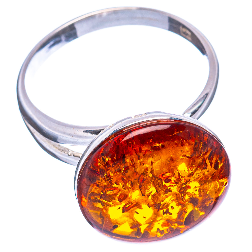 Baltic Amber Ring Size 8 Adjustable (.925 Sterling Silver)