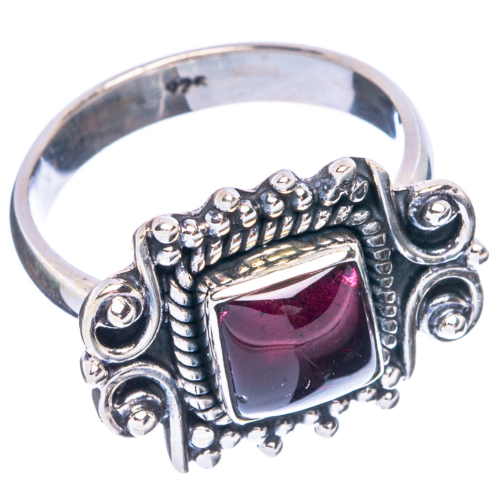 Garnet Dainty Ring Size 6.75 (925 Sterling Silver) R5210