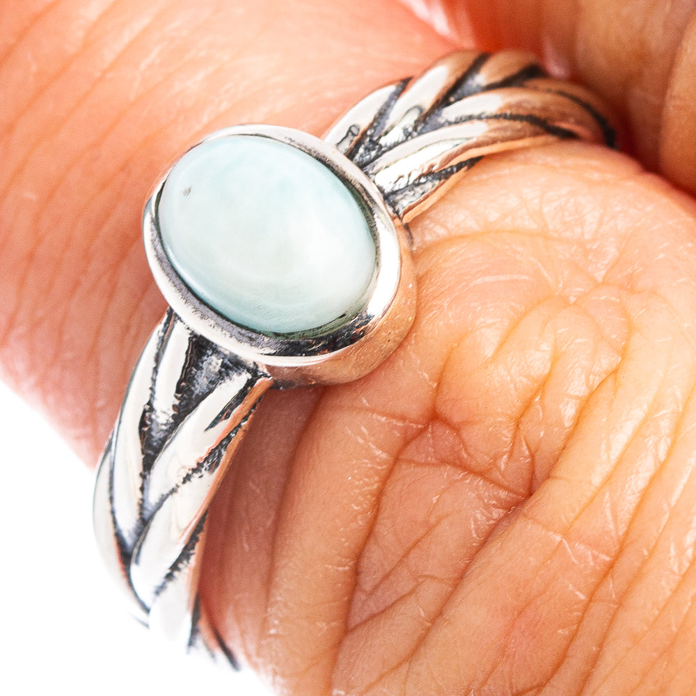Larimar Dainty Ring Size 6.5 (.925 Sterling Silver)
