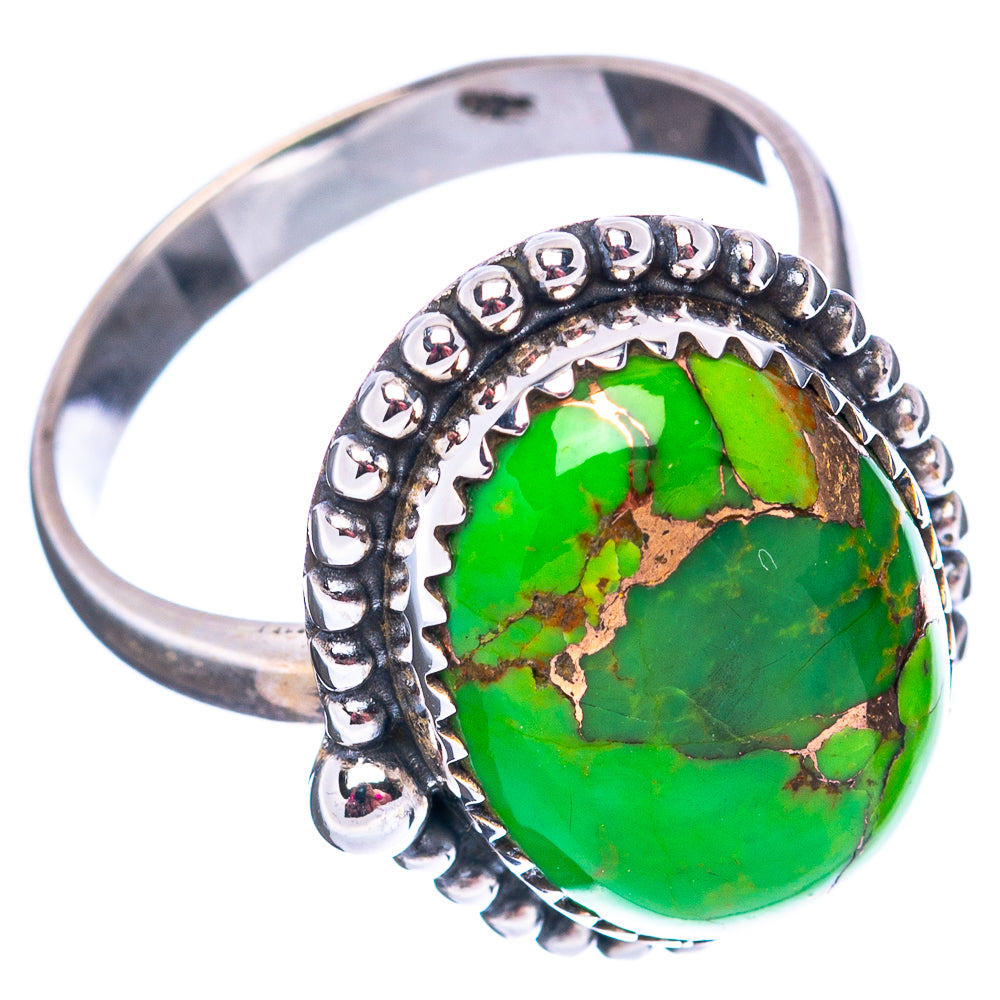 Green Copper Turquoise Ring Size 8 (.925 Sterling Silver)