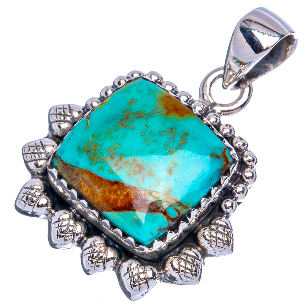 Rare Arizona Turquoise Pendant 1 1/8" (925 Sterling Silver) P42087
