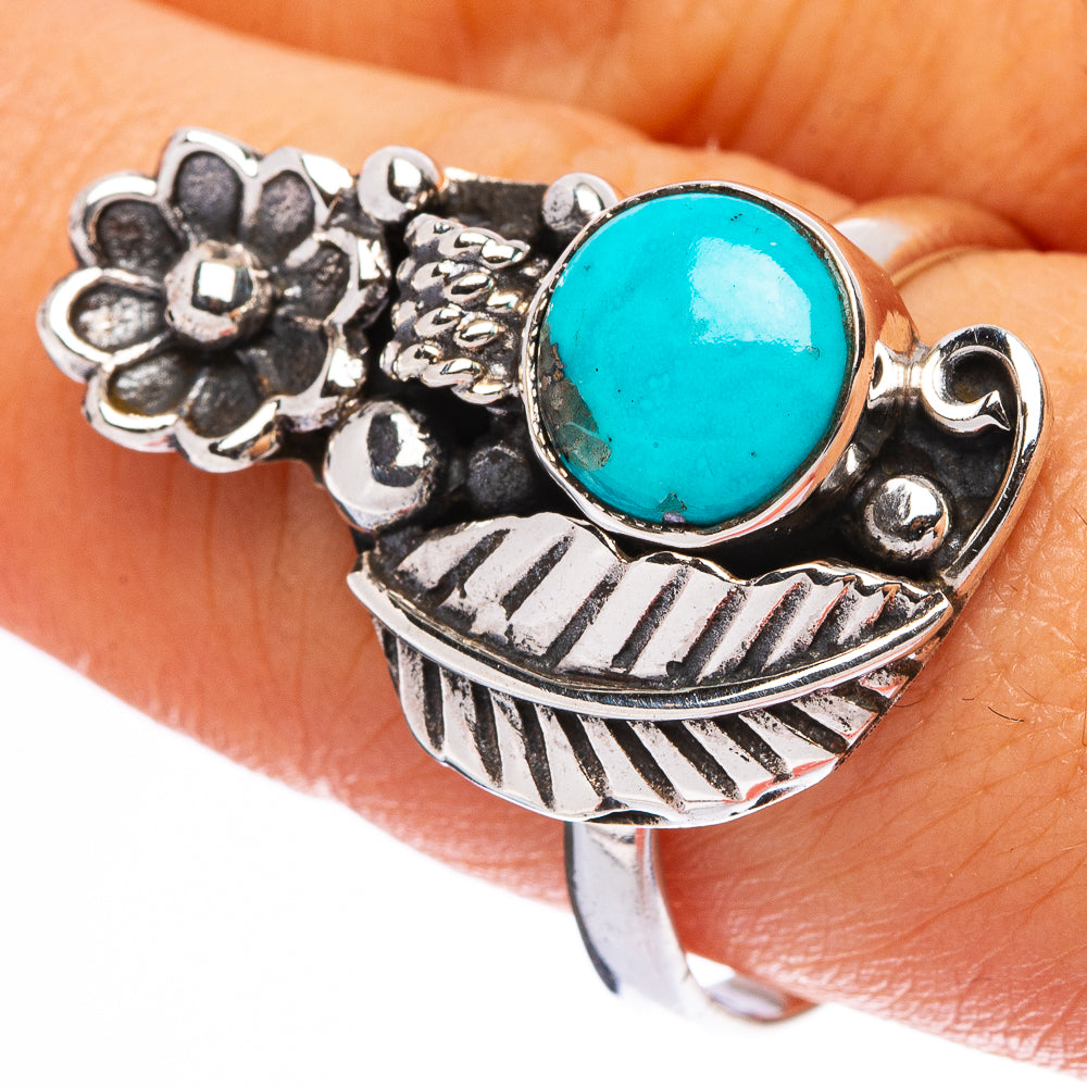 Tibetan Turquoise Flower Ring Size 9.25 (925 Sterling Silver) R146249