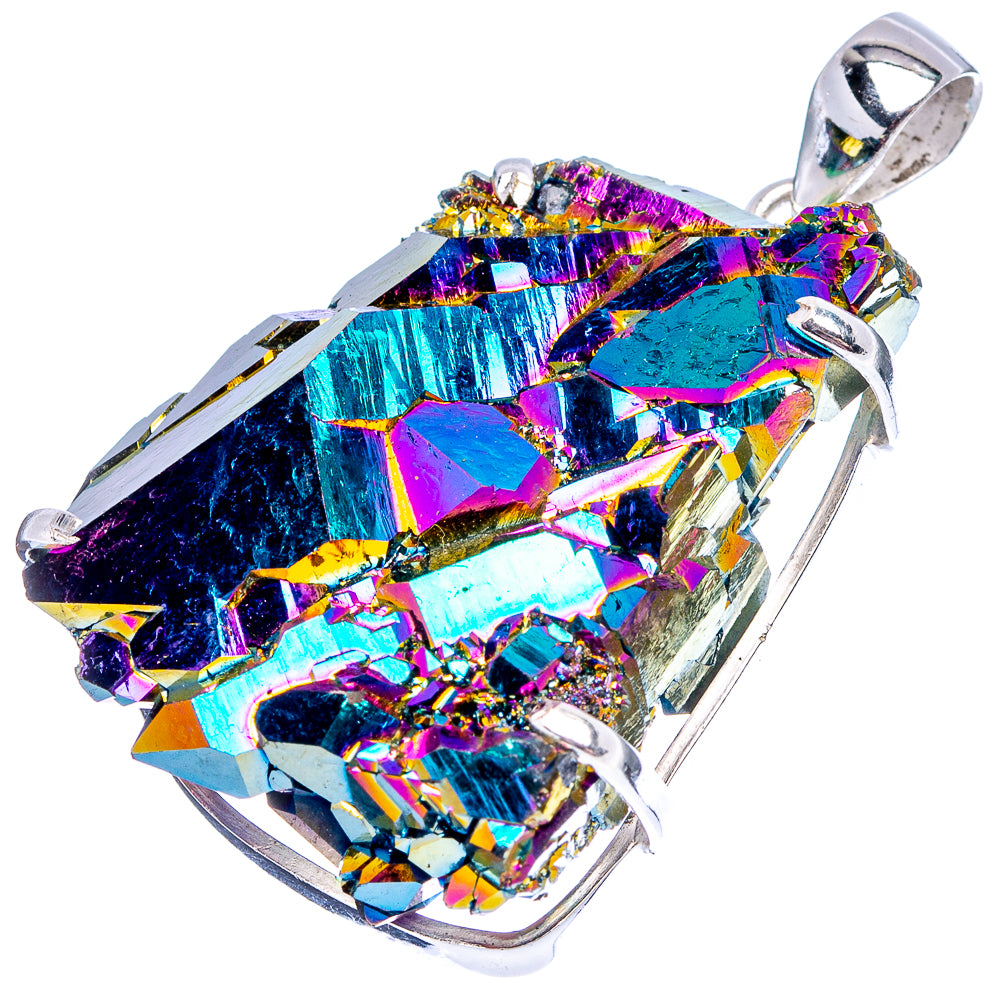 Premium Titanium Aura Quartz Pendant 1 7/8" (.925 Sterling Silver)