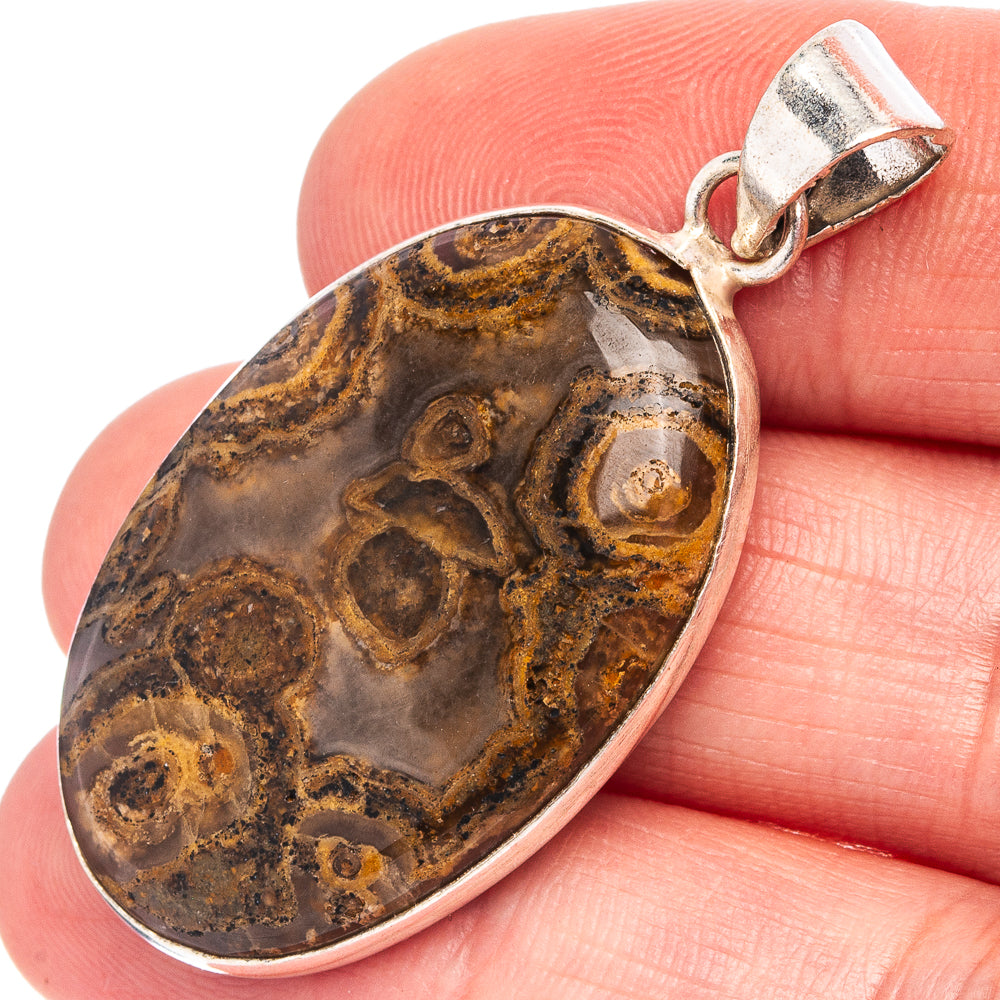 Tube Agate Pendant 1 3/4" (Silver Plated)