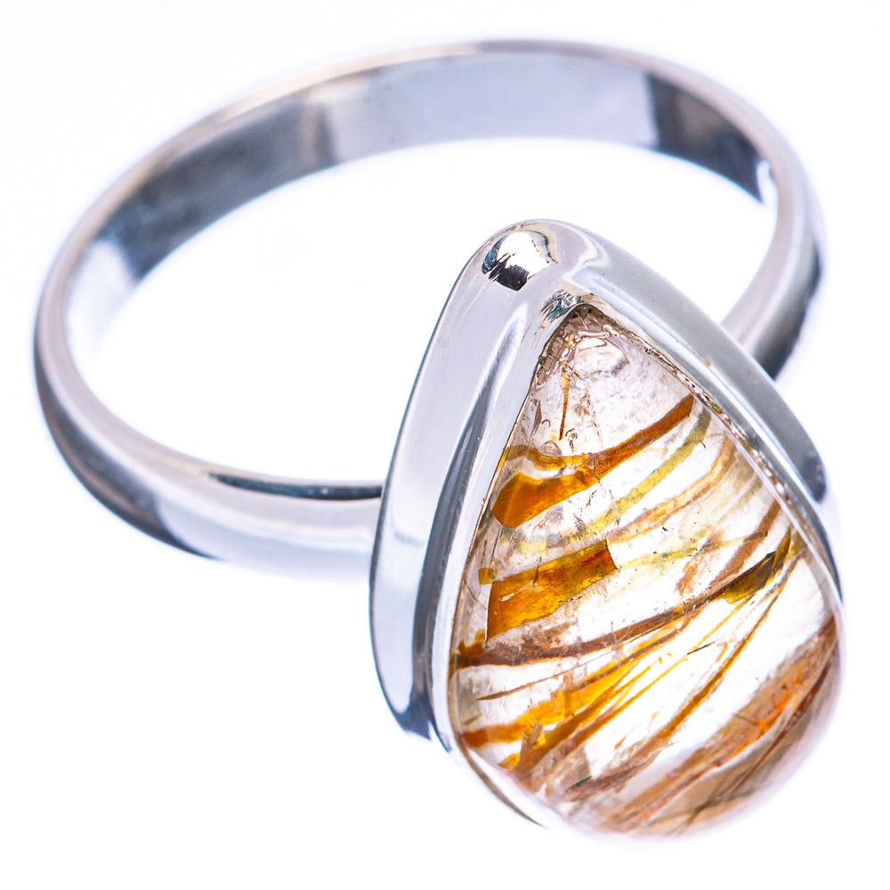Golden Rutilated Quartz Ring Size 8 (925 Sterling Silver) R2003