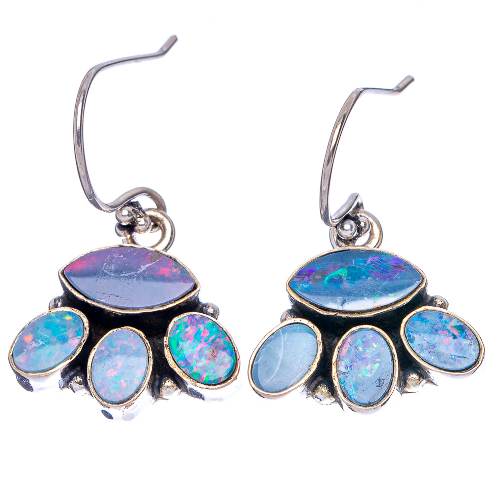 Rare Doublet Opal Earrings 1 1/8" (.925 Sterling Silver)