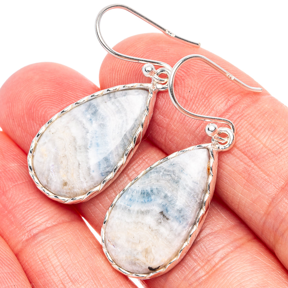Blue Scheelite Earrings 1 1/2" (925 Sterling Silver) E1921