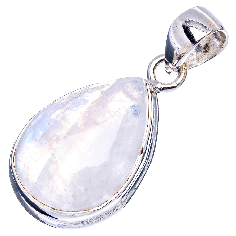 Rainbow Moonstone Pendant 1 1/4" (.925 Sterling Silver)