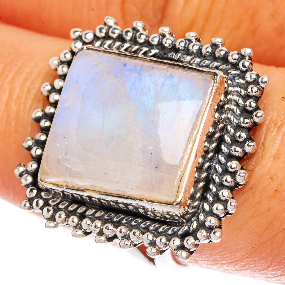 Rainbow Moonstone Ring Size 8 (925 Sterling Silver) R1327