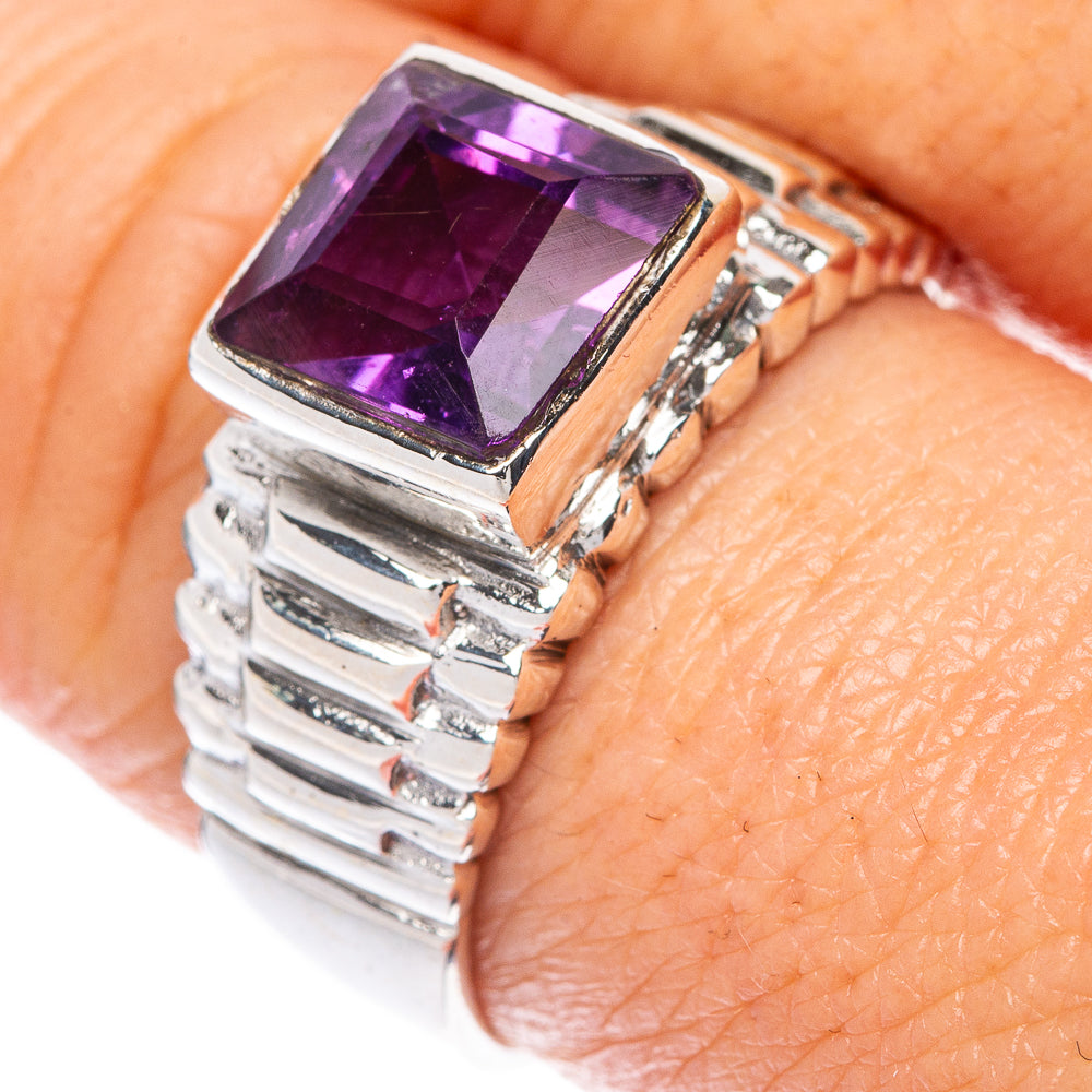 Faceted Amethyst Ring Size 8.75 (925 Sterling Silver) R1480
