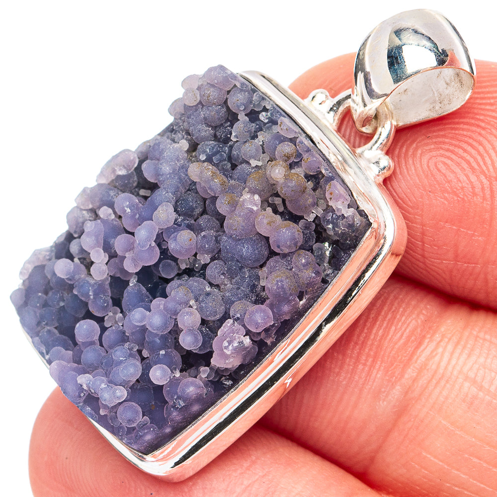 Rare Grape Agate (Chalcedony) Pendant 1 3/8" (925 Sterling Silver) P45191