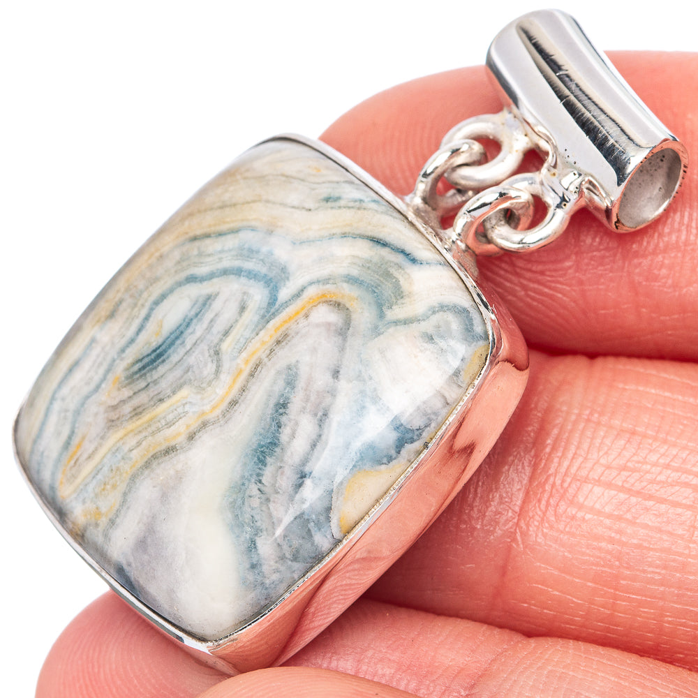 Blue Scheelite Pendant 1 3/8" (925 Sterling Silver) P41417