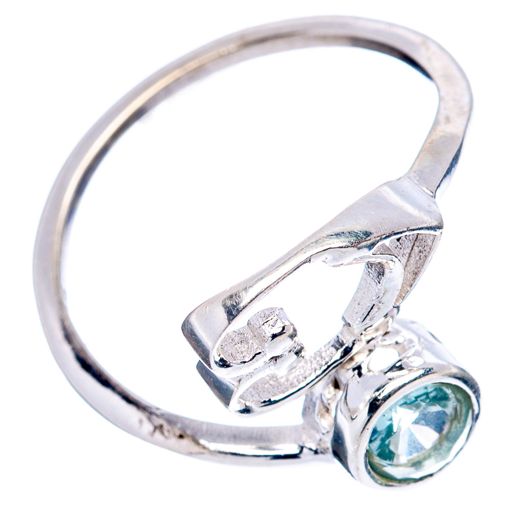 Blue Topaz Heart Dainty Ring Size 7 Adjustable (.925 Sterling Silver)