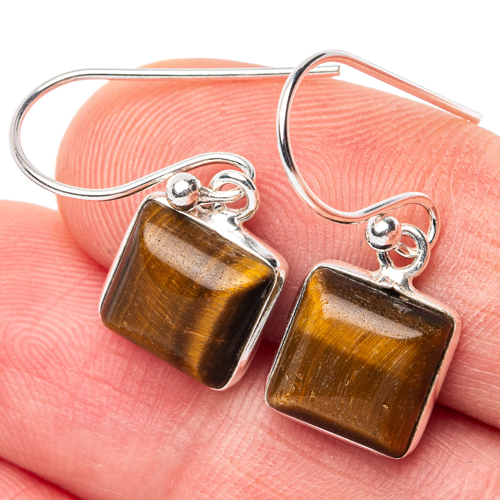 Tiger Eye Earrings 1" (925 Sterling Silver) E3073