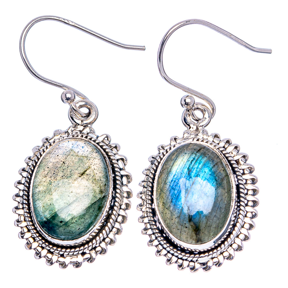 Labradorite Earrings 1 3/8" (.925 Sterling Silver)