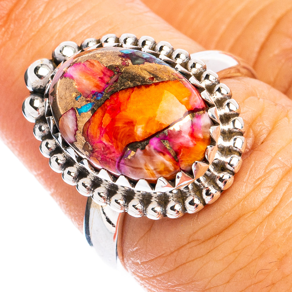 Kingman Pink Dahlia Turquoise Ring Size 6.75 (925 Sterling Silver) R8400