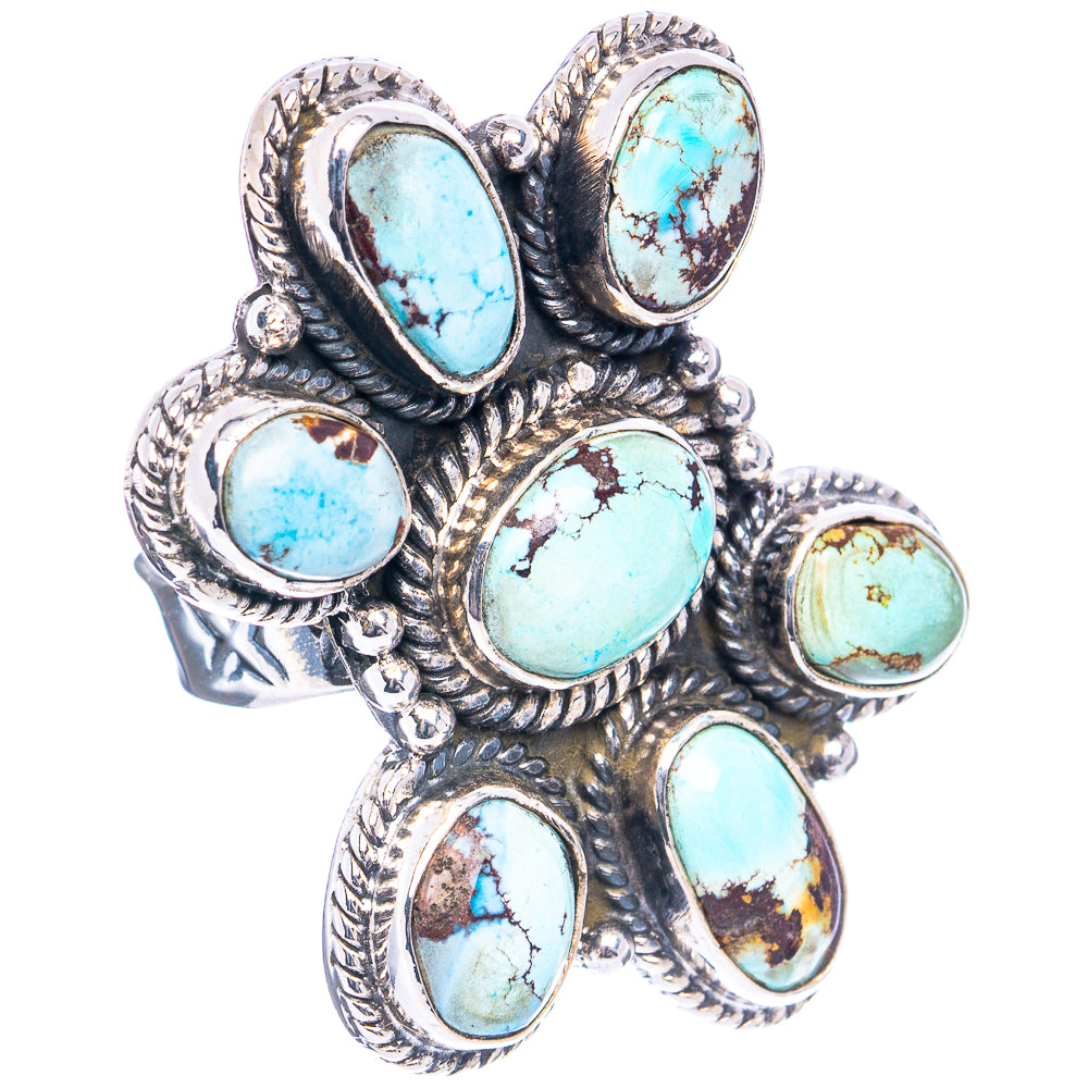 Rare Golden Hills Turquoise Native Style Ring Size 8 Adjustable (.925 Sterling Silver)