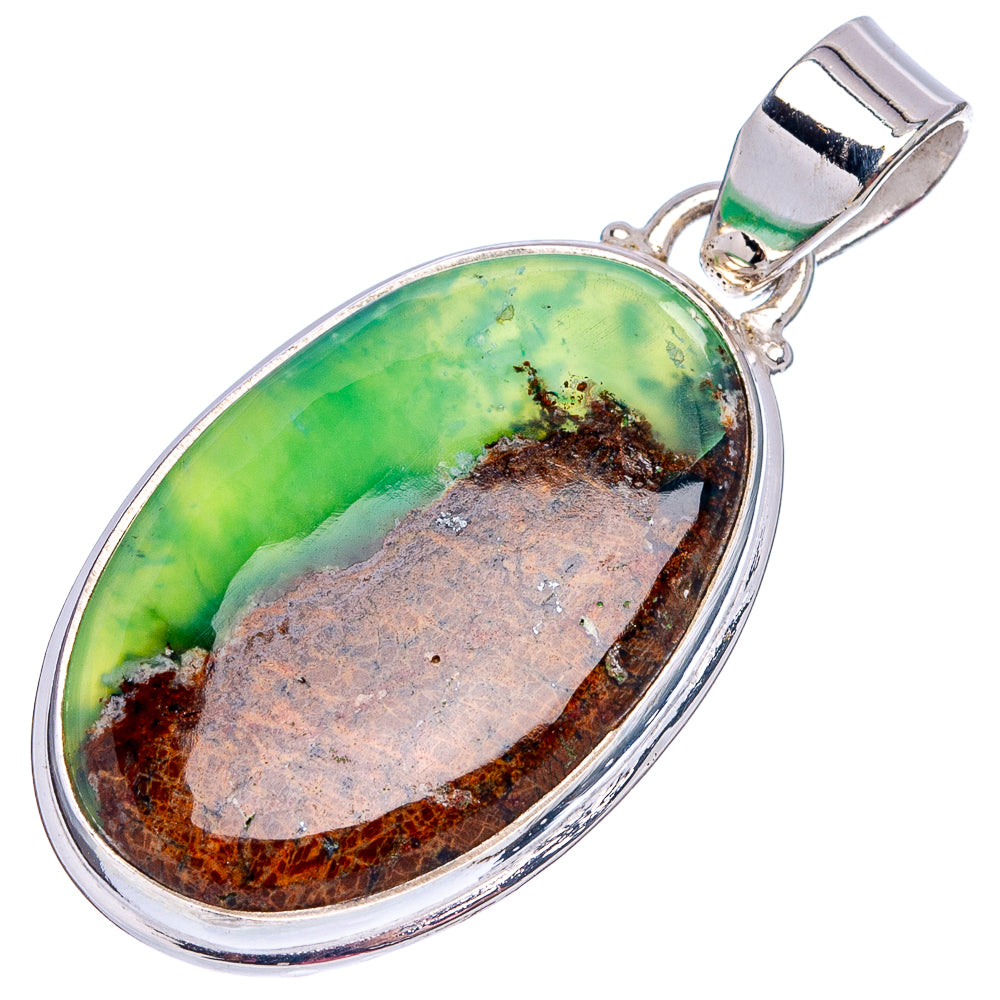 Boulder Chrysoprase Pendant 1 5/8" (.925 Sterling Silver)