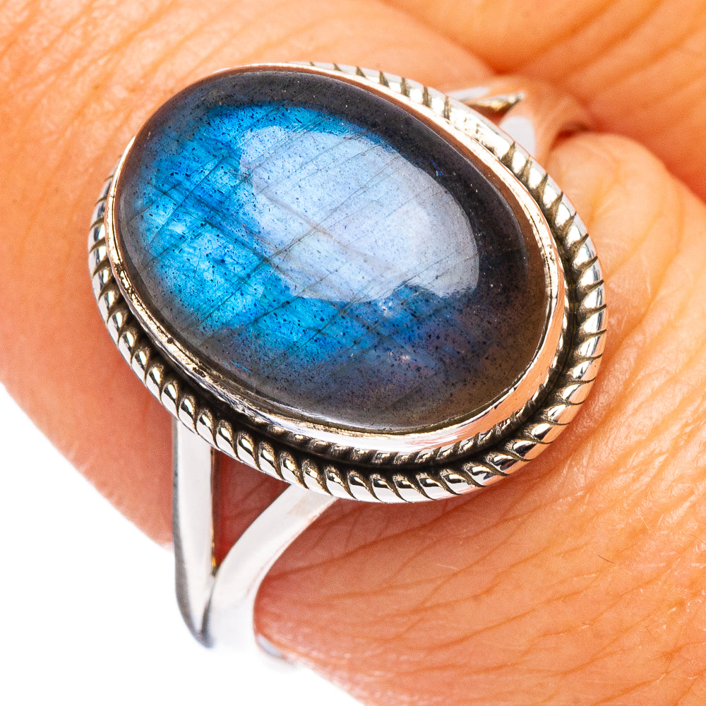 Labradorite Ring Size 8.5 (925 Sterling Silver) R7941