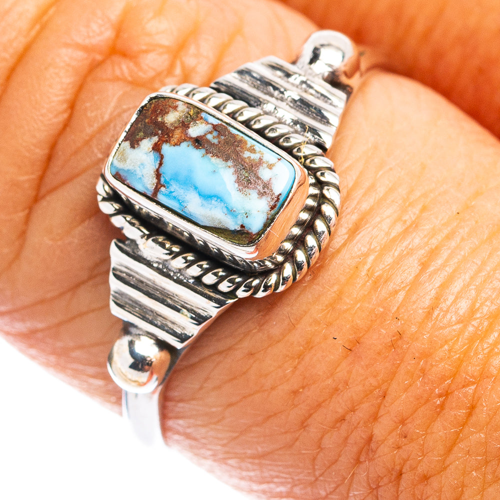 Golden Hills Turquoise Dainty Ring Size 8.75 (.925 Sterling Silver)