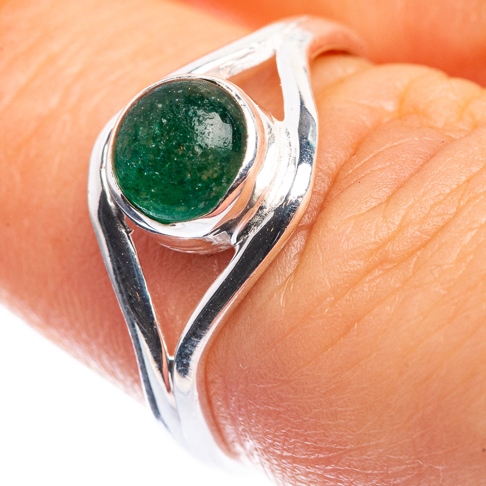 Green Aventurine Dainty Ring Size 6 (925 Sterling Silver) R142609