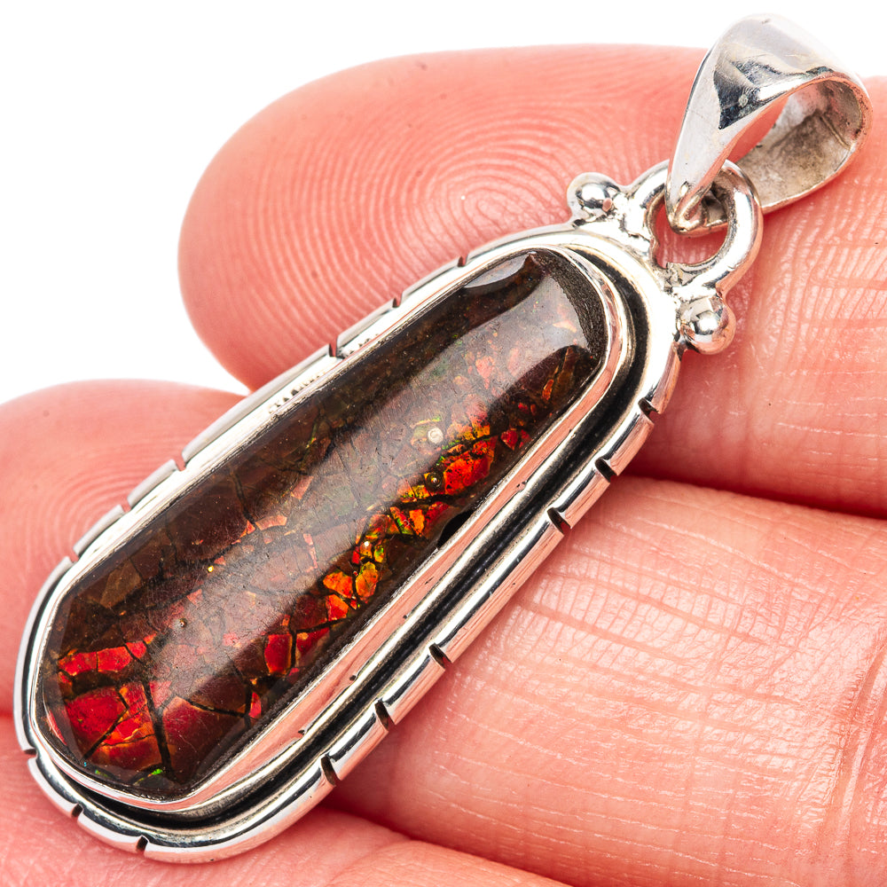 Rare Ammolite Pendant 1 1/2" (925 Sterling Silver) P41781