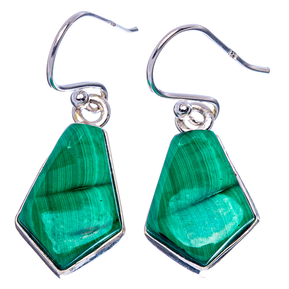 Malachite Earrings 1 1/4" (925 Sterling Silver) E1847
