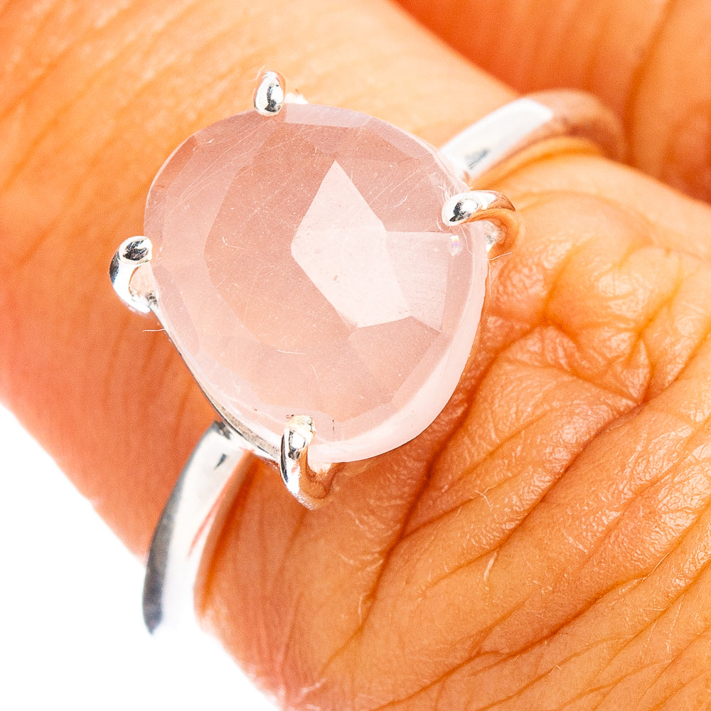 Faceted Rose Quartz Ring Size 6.25 (.925 Sterling Silver)
