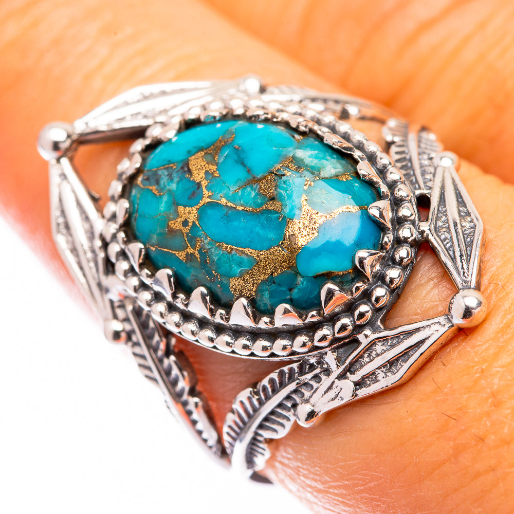 Blue Copper Composite Turquoise Ring Size 8.25 (925 Sterling Silver) R140709