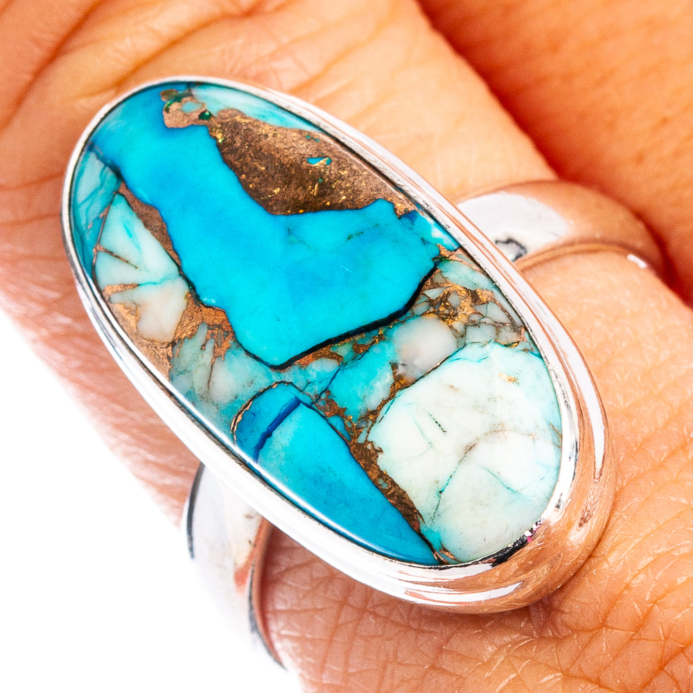 Ice Blue Dahlia Mohave Turquoise Ring Size 9 (.925 Sterling Silver)