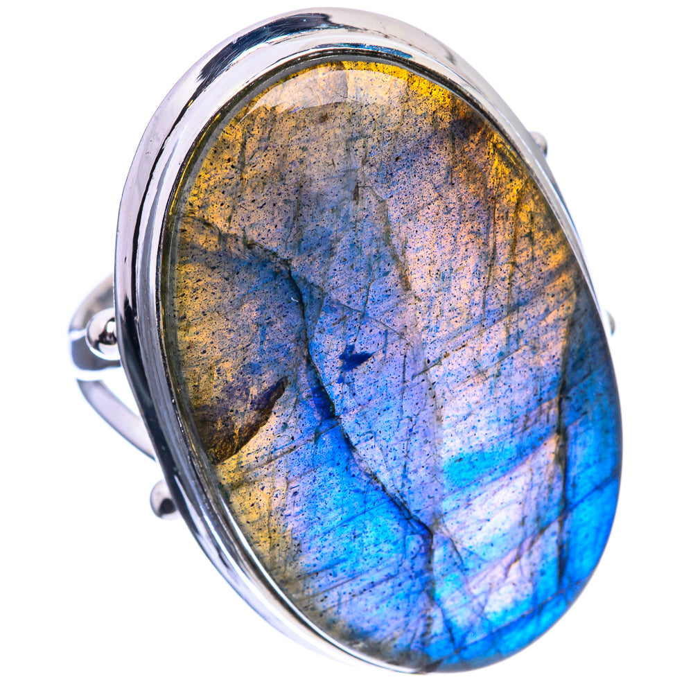 Large Labradorite 925 Sterling Silver Ring Size 9.5