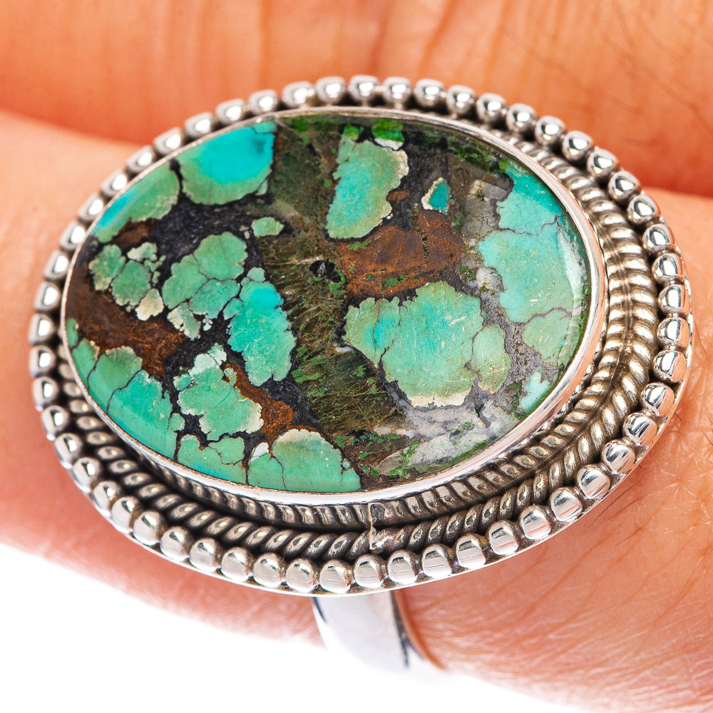 Tibetan Turquoise Ring Size 8 (925 Sterling Silver) R144583