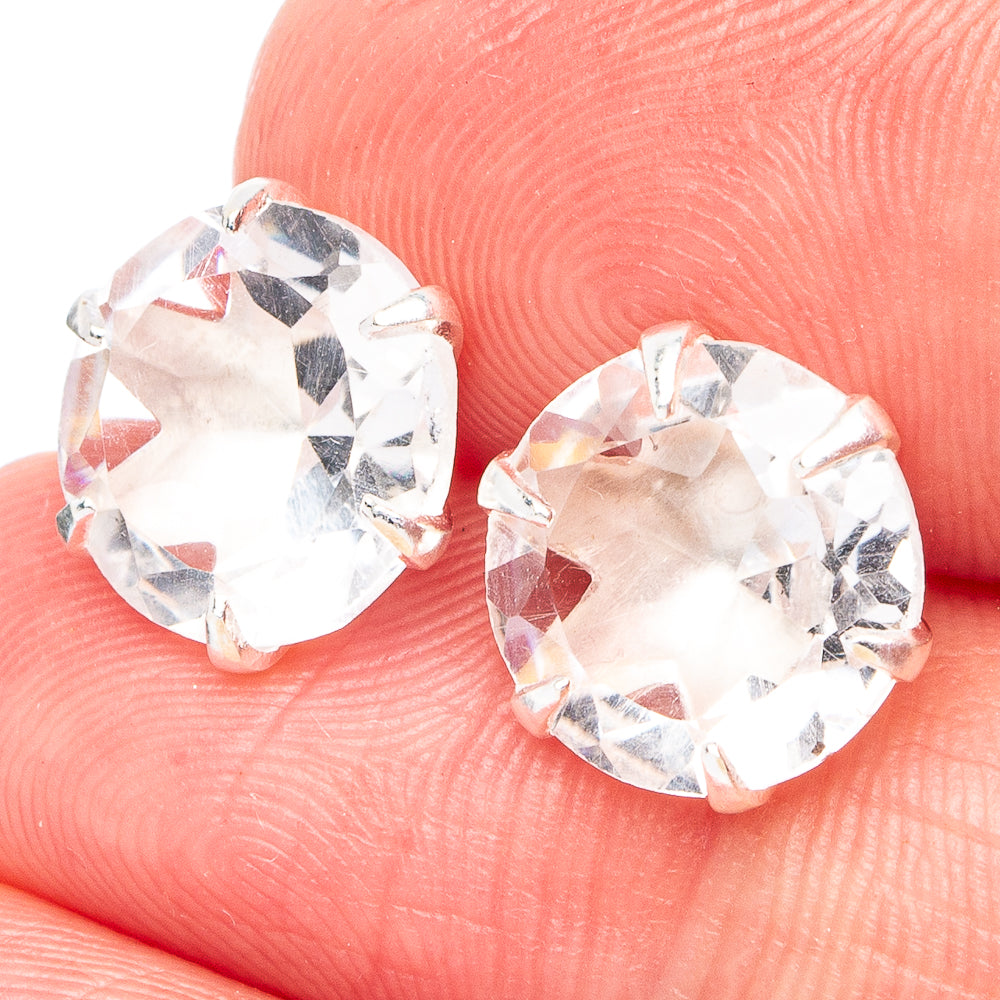 Dainty White Quartz Earrings 3/8" (925 Sterling Silver) E2910