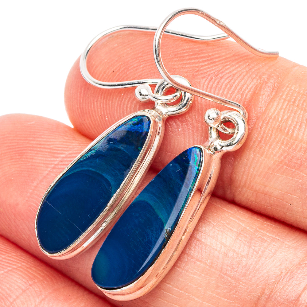 Rare Doublet Opal Earrings 1 3/8" (925 Sterling Silver) E2317