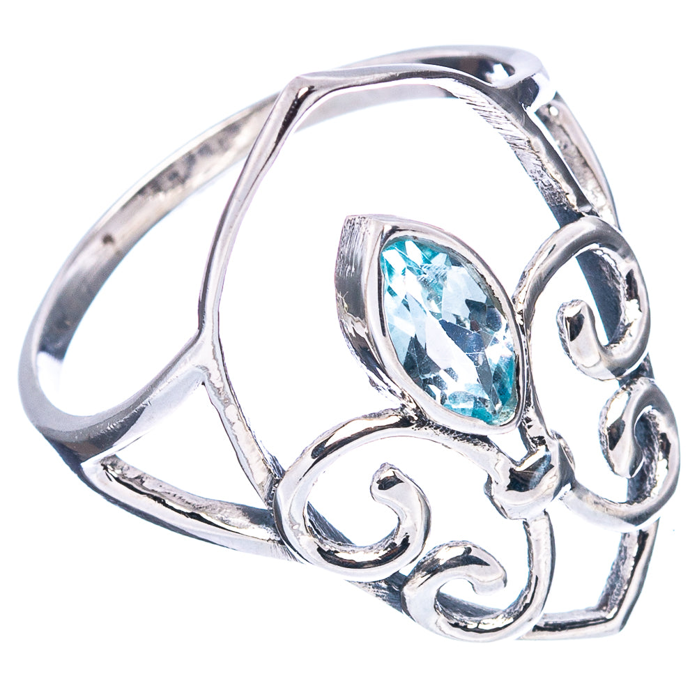 (Classic Series) Blue Topaz Ring Size 9.5 (.925 Sterling Silver)