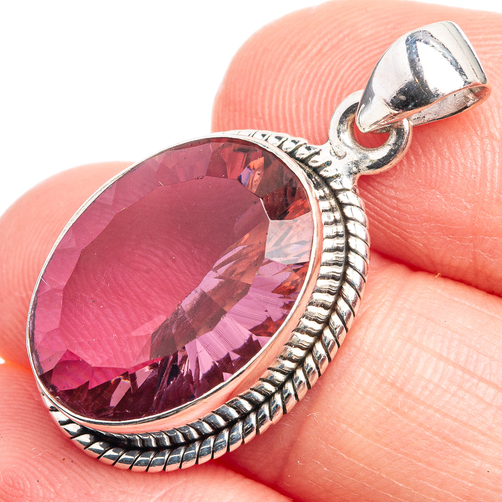 Faceted Color Change Alexandrite (Lab.) Pendant 1 1/4" (925 Sterling Silver) P38983